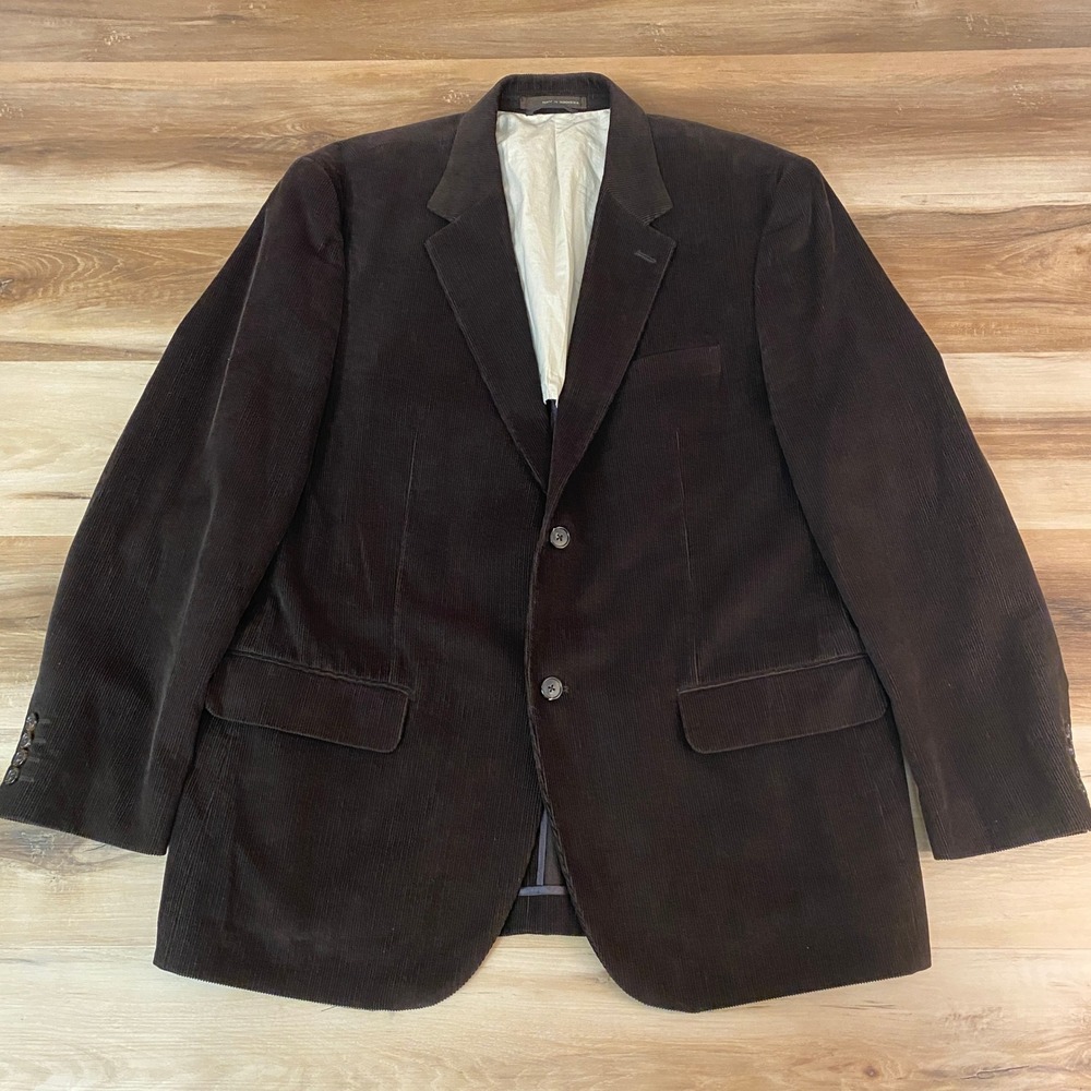 Tasso Elba Men's Corduroy‎ Sport Coat Brown XL 46-48 Cotton Blazer Jacket